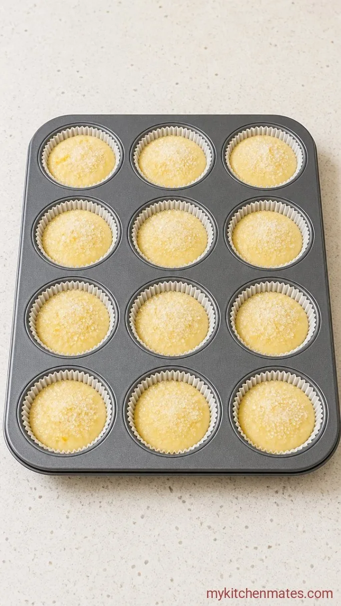 One-Bowl Lemon Muffins That Stay Tender for Days Step 3: Fill the Muffin Cups and Top with Sugar