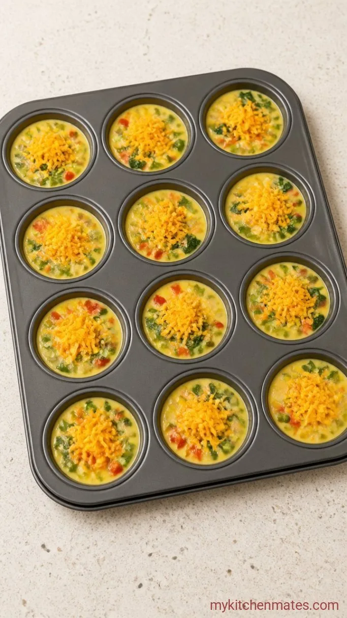 Customizable Mini Egg Frittatas (Ready in 25 Minutes) Step 3: Fill the Muffin Cups
