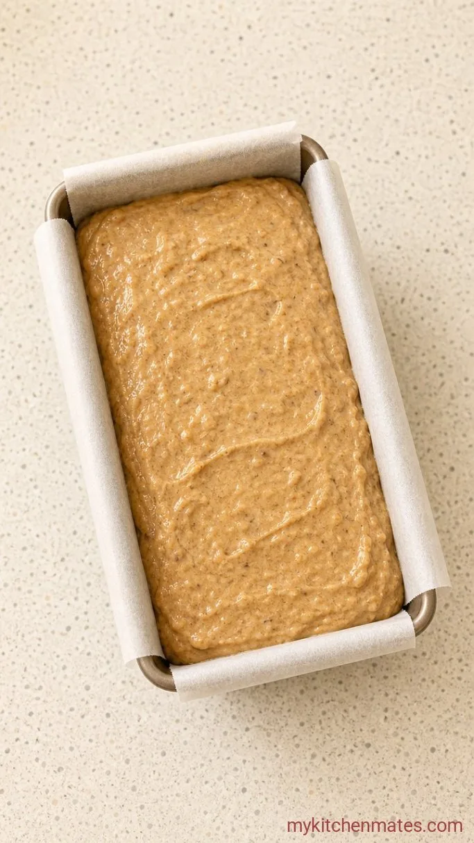 One-Bowl Whole Wheat Banana Bread Step 3: Fill the Pan and Bake