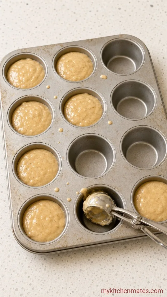 One-Bowl Vegan Banana Muffins Step 3: Fill the Pan