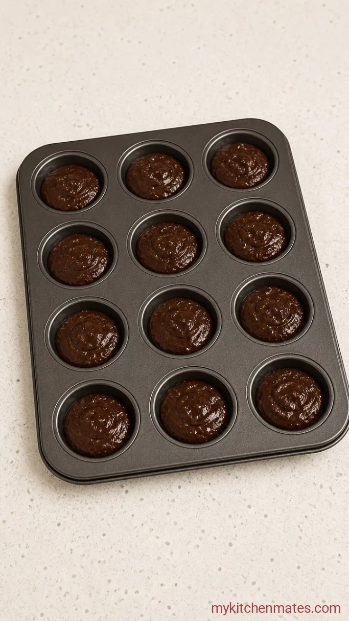 Fudgy 20-Minute Mini Brownie Bites Step 3: Fill the Pan