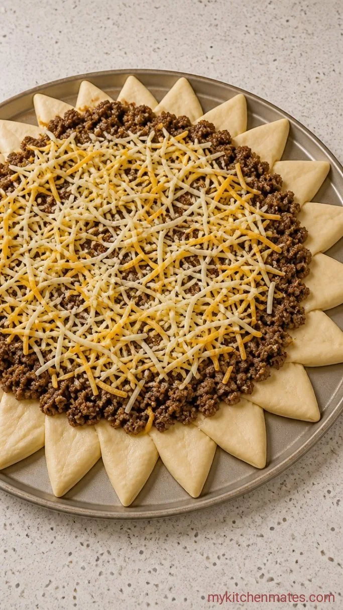 Easy Taco Ring with Crescent Rolls Step 3: Fill the Ring