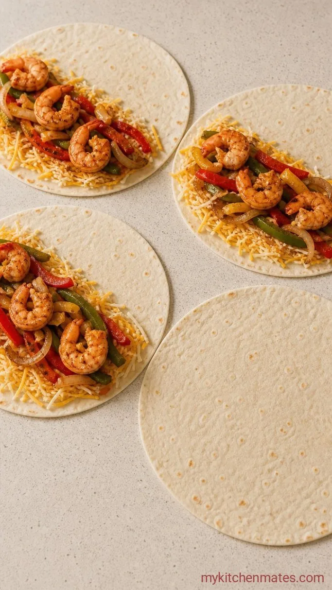 20-Minute Mexican Shrimp Quesadillas Step 3: Fill the Tortillas