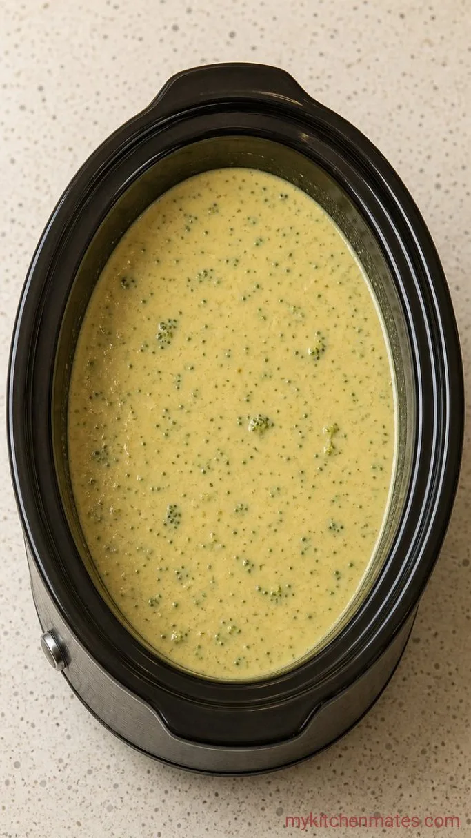 Creamy Crockpot Broccoli Cheese Soup Step 3: Finish with Half-and-Half