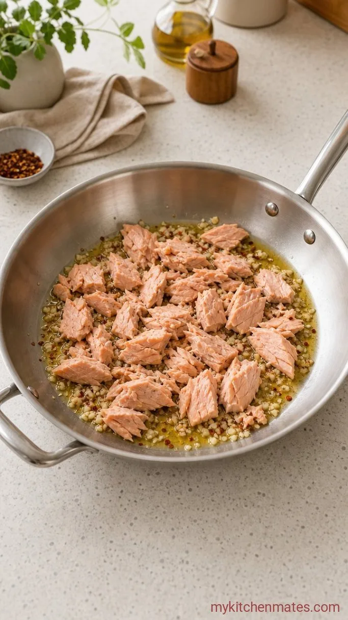 Step 3: Flake the Salmon into the Pan
