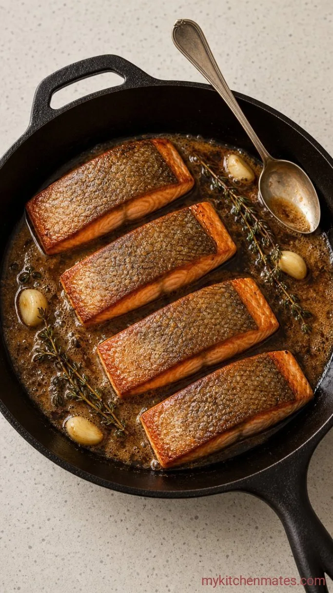 Crispy-Skin Cast Iron Salmon (20 Minutes) Step 3: Flip and Baste with Butter