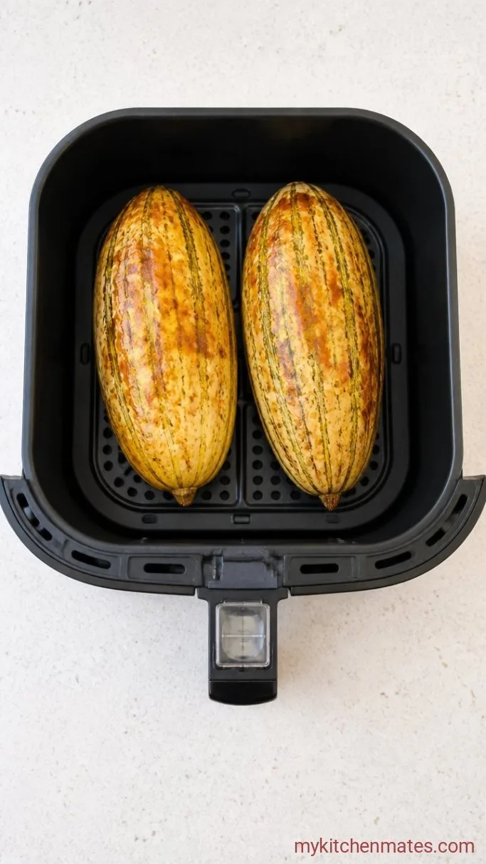 25-Minute Air Fryer Spaghetti Squash Step 3: Flip and Finish Cooking