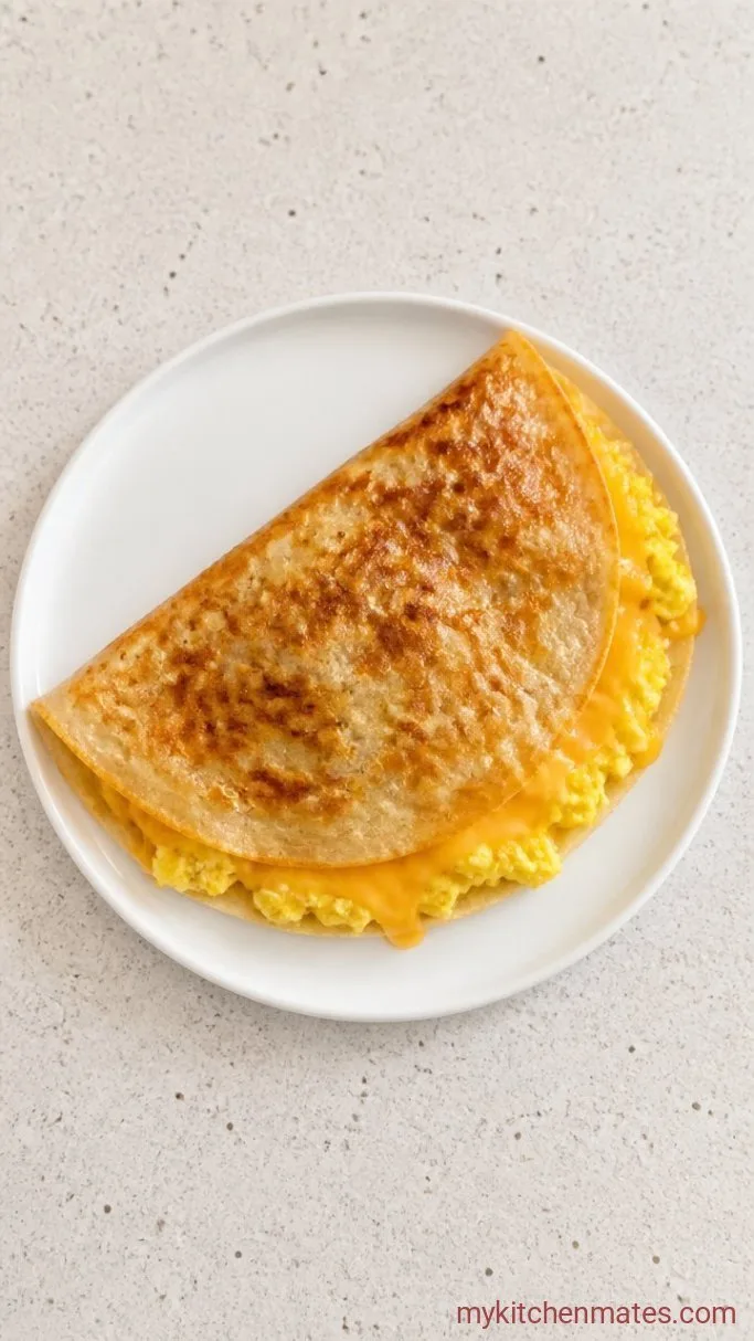 Crispy Breakfast Egg Tortilla Step 3: Flip, Fold, and Serve