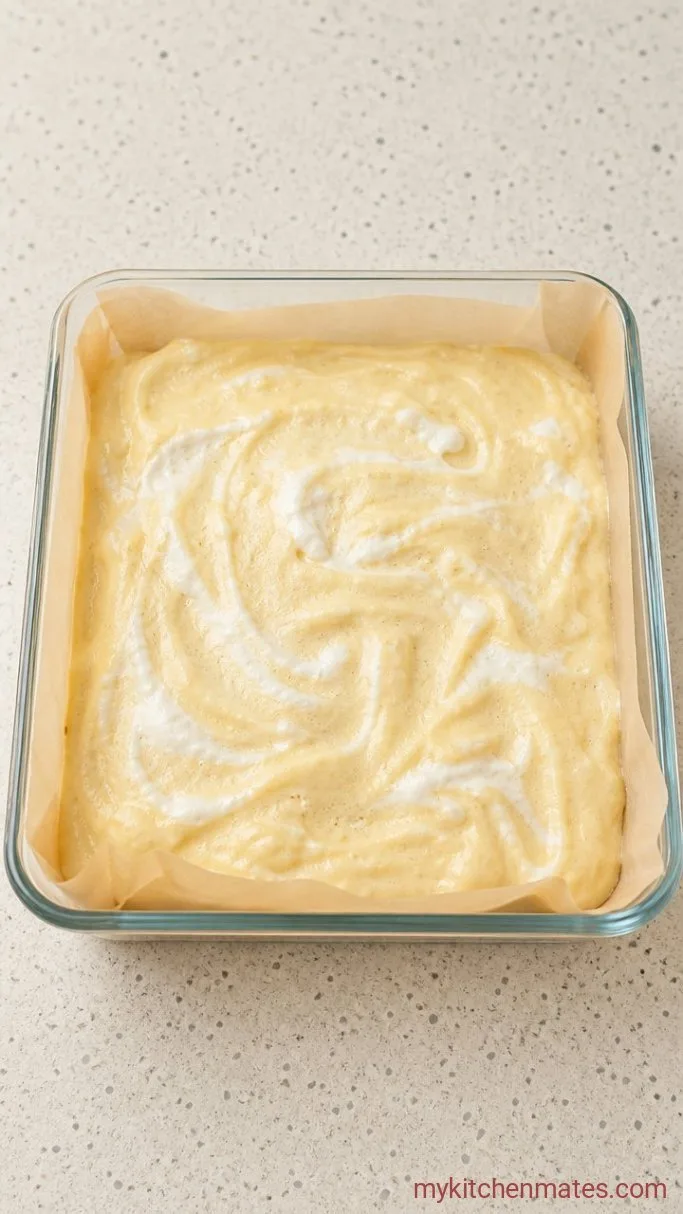 Magic Vanilla Custard Cake (One Batter, Three Layers) Step 3: Fold and Pour