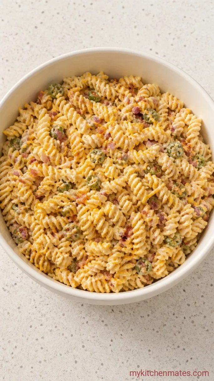 Creamy Jalapeño Popper Pasta Salad Step 3: Fold Everything Together
