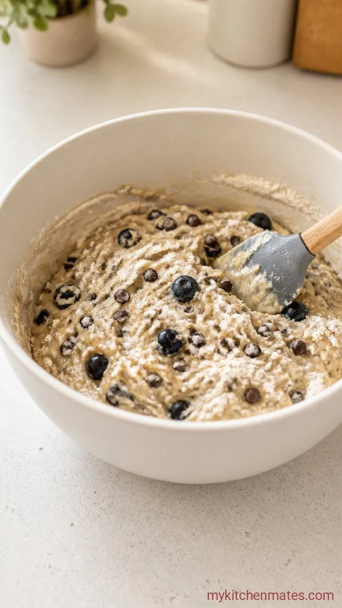 Bakery-Style Blueberry Chocolate Chip Muffins Step 3: Fold Everything Together