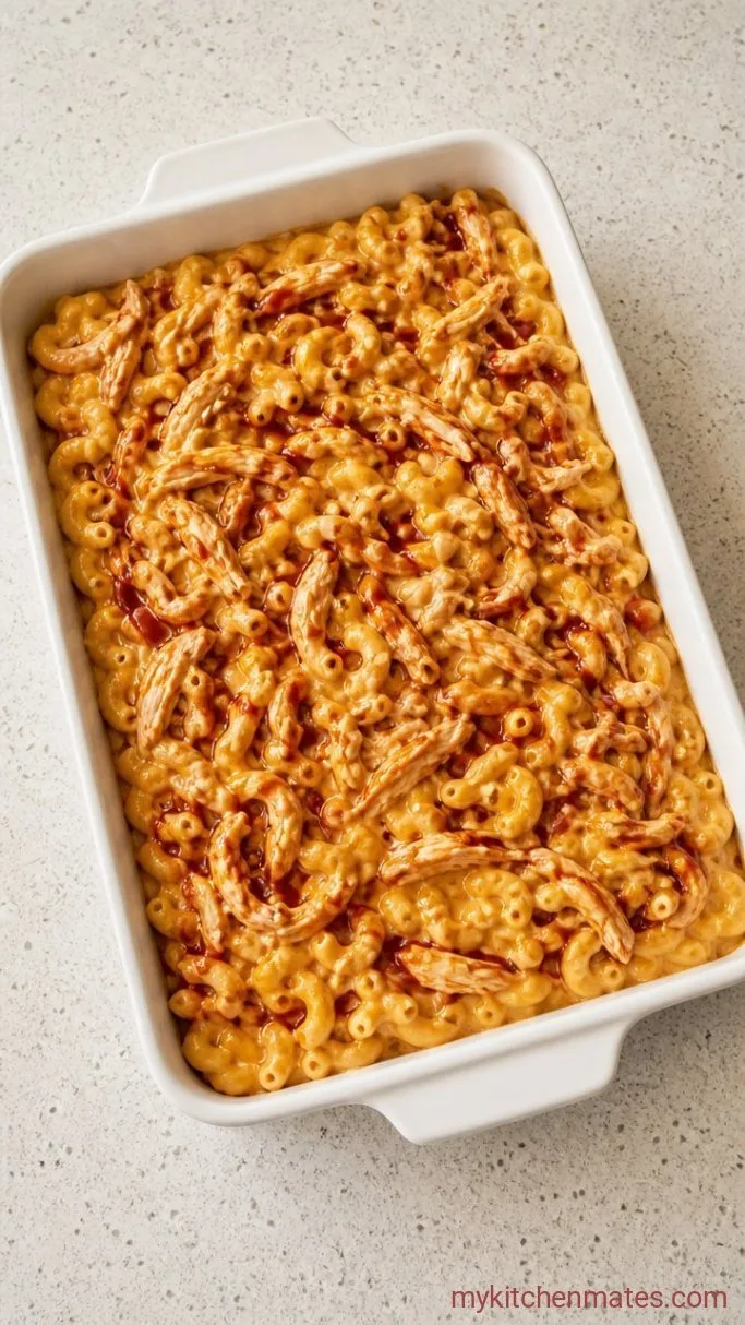 One-Pan BBQ Chicken Mac and Cheese Step 3: Fold in Chicken and Pasta
