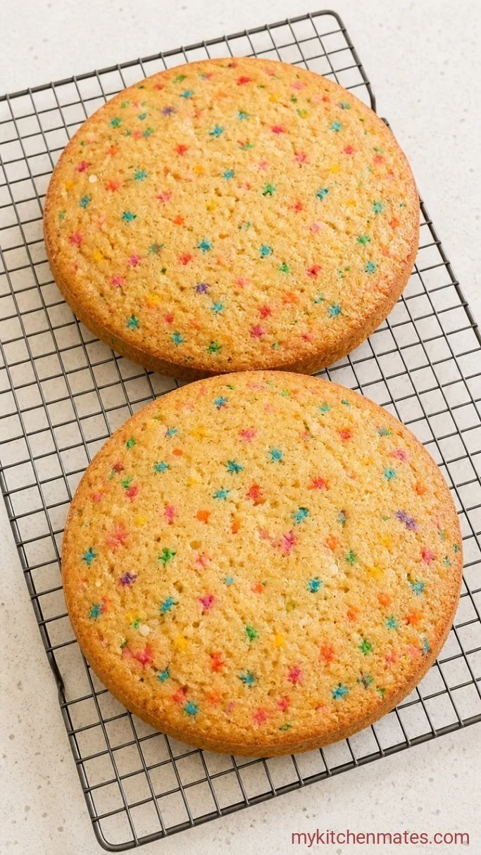 Vanilla Confetti Fairy Birthday Cake Step 3: Fold in Sprinkles and Bake