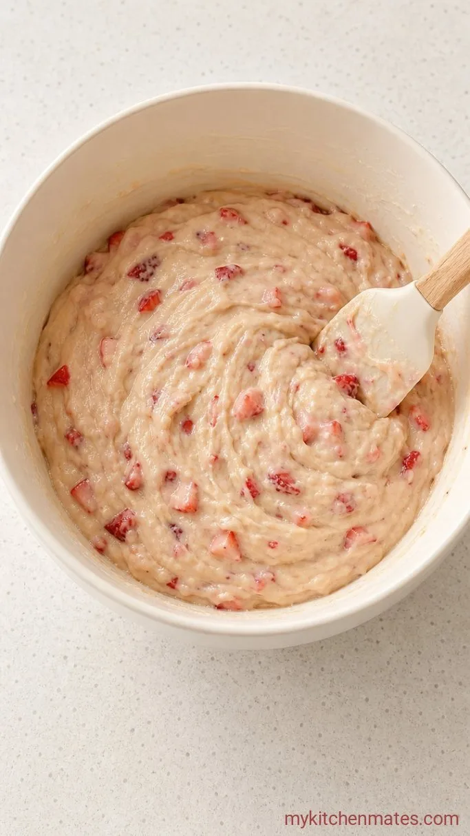 Easy Strawberry Loaf Cake Step 3: Fold in the Berries