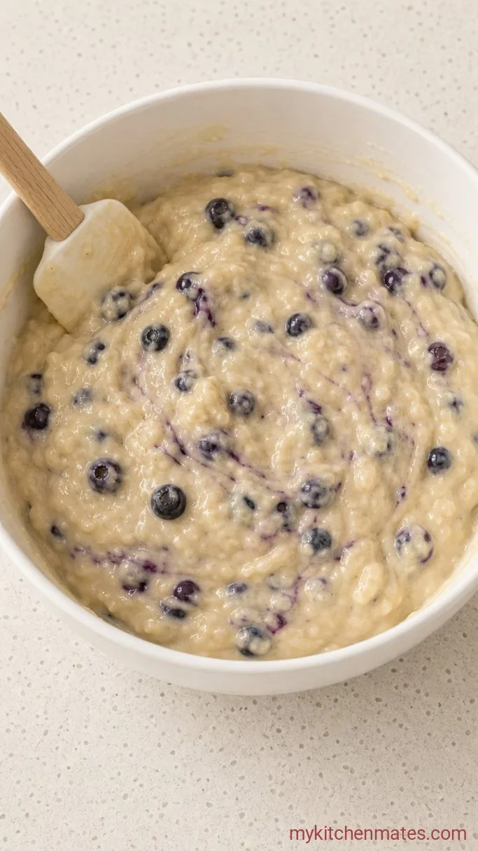 Fluffy Banana Blueberry Pancakes Step 3: Fold in the Blueberries