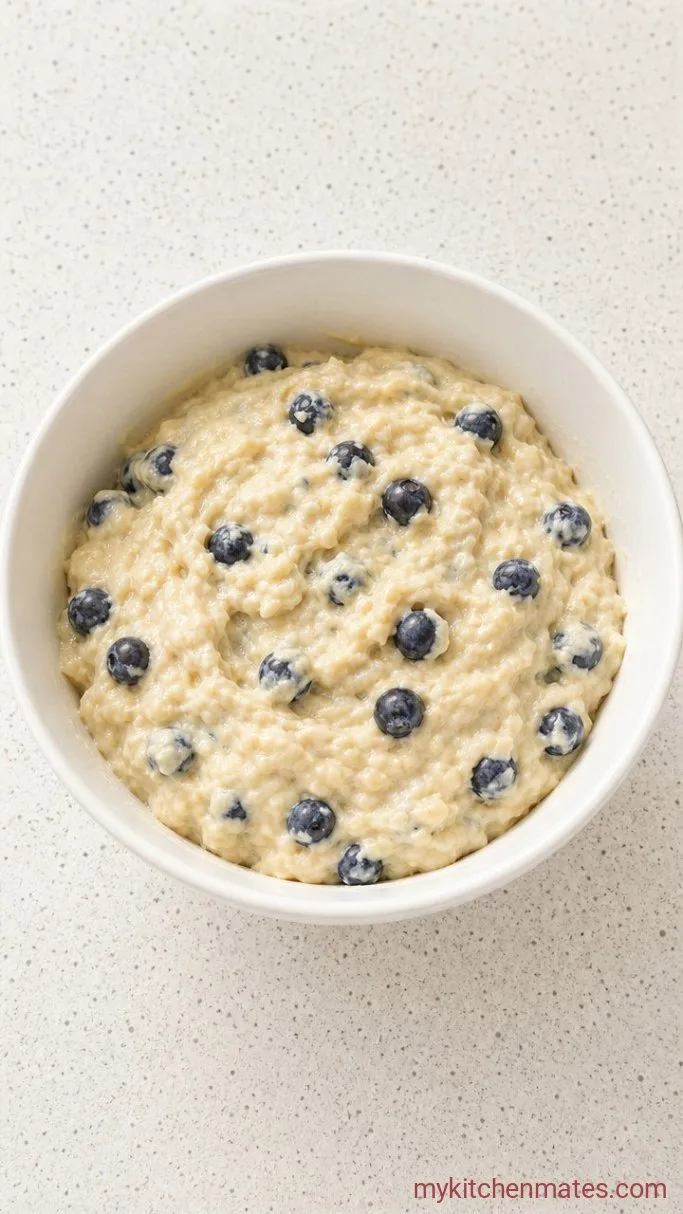 Blender Cottage Cheese Blueberry Muffins Step 3: Fold in the Blueberries