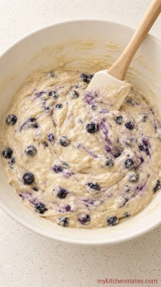 Fluffy Greek Yogurt Blueberry Protein Muffins Step 3: Fold in the Blueberries
