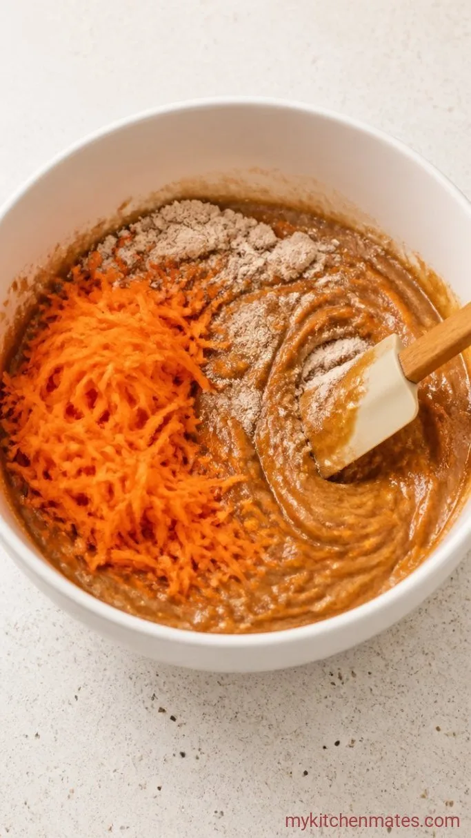 Carrot Muffins That Stay Moist for Days Step 3: Fold in the Carrots and Dry Ingredients