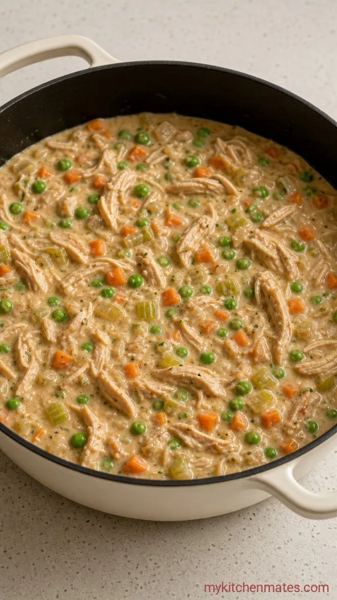 Step 3: Fold in the Chicken and Peas