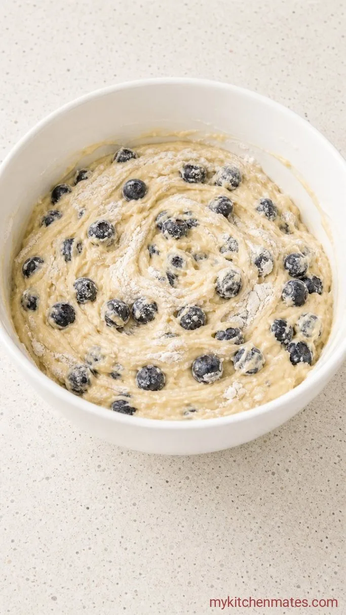 Moist Lemon Blueberry Pound Cake Step 3: Fold in the Dry Ingredients and Blueberries