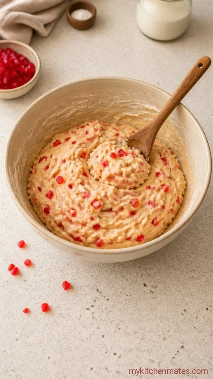 Buttery Cherry Sugar Cookies with Maraschino Cherry Pieces Step 3: Fold in the Dry Ingredients and Cherries