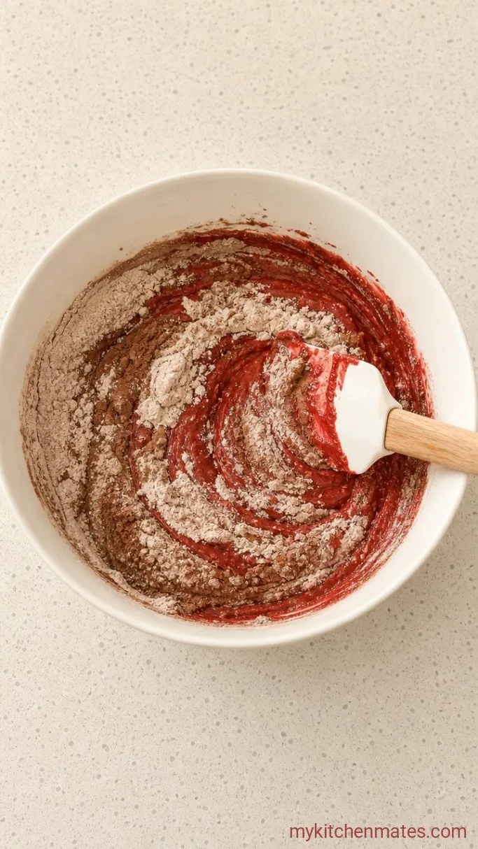 Red Velvet Pound Cake with Cream Cheese Swirl Step 3: Fold In the Dry Ingredients