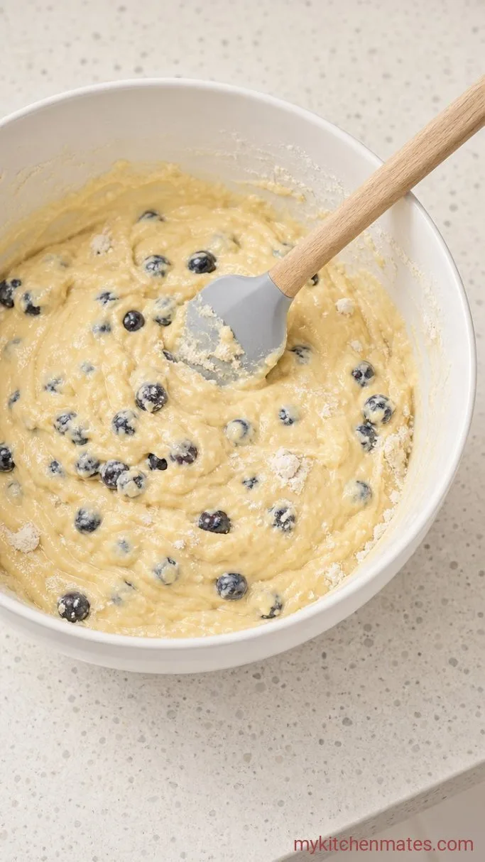 Step 3: Fold in the Dry Mix and Blueberries