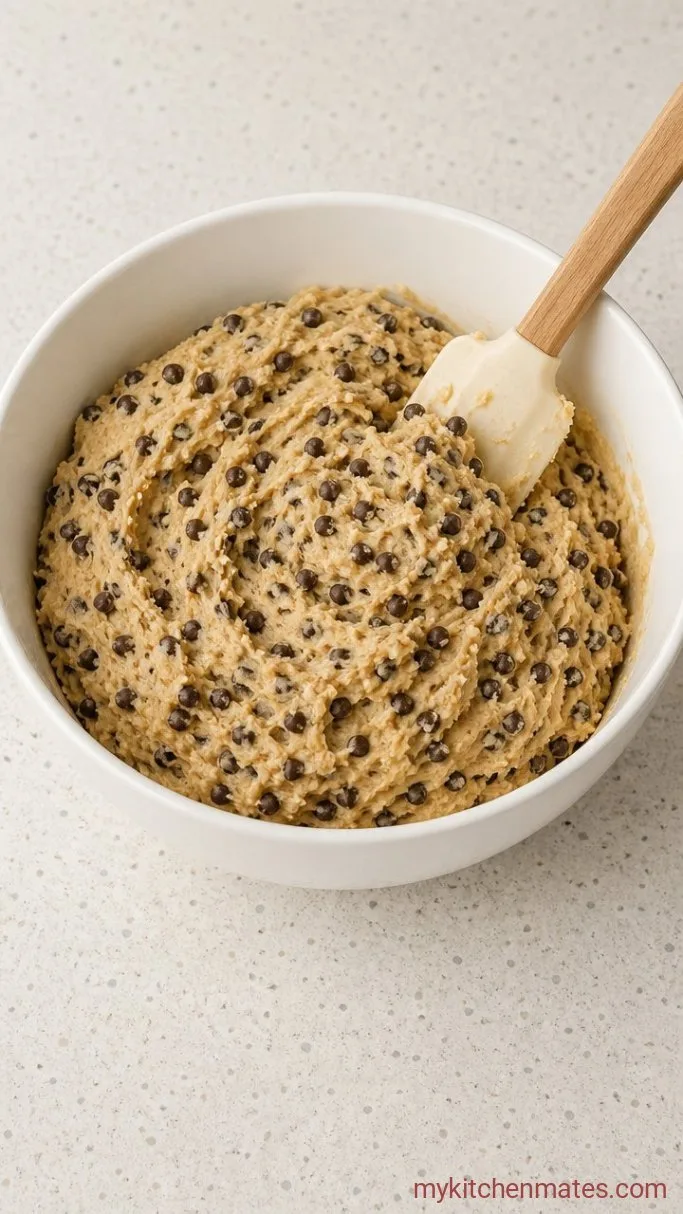No-Bake Edible Cookie Dough Bites Step 3: Fold in the Flour and Chocolate Chips