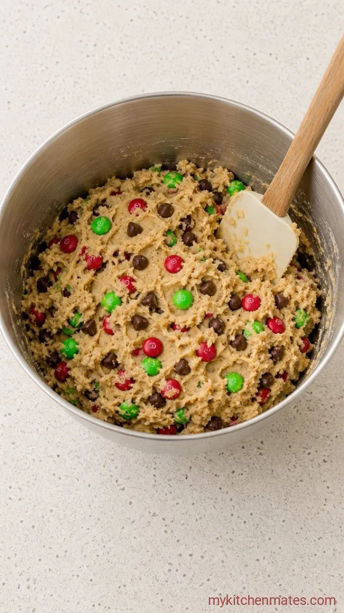 Soft and Chewy Christmas Monster Cookies Step 3: Fold in the Mix-Ins