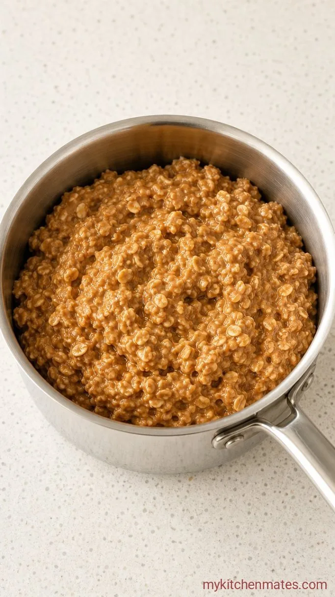 Quick 5-Ingredient Peanut Butter No Bake Cookies Step 3: Fold in the Oats