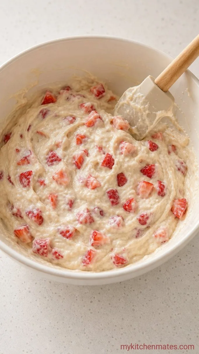 One-Bowl Strawberry Almond Cake Step 3: Fold in the Strawberries