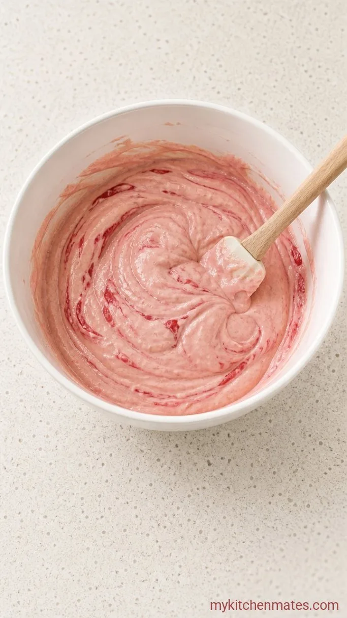 Fresh Strawberry Cake with Cream Cheese Icing Step 3: Fold the Batter Together
