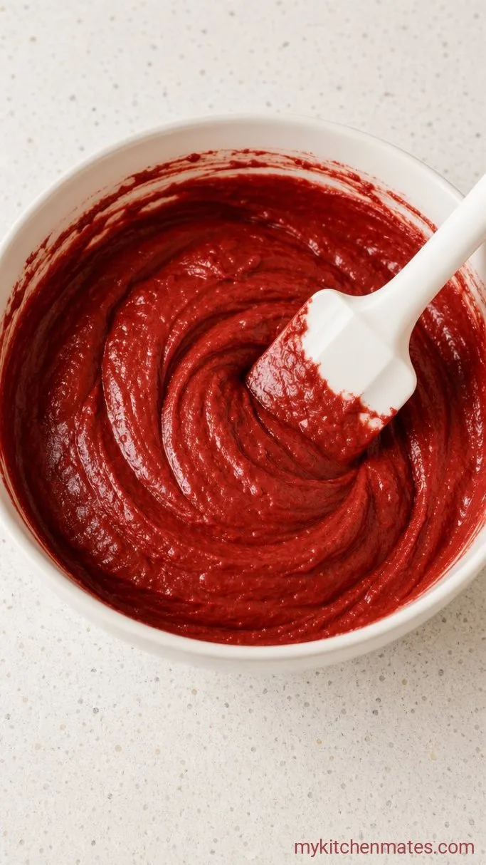 Rich Red Velvet Chocolate Cake Step 3: Fold the Batter Together