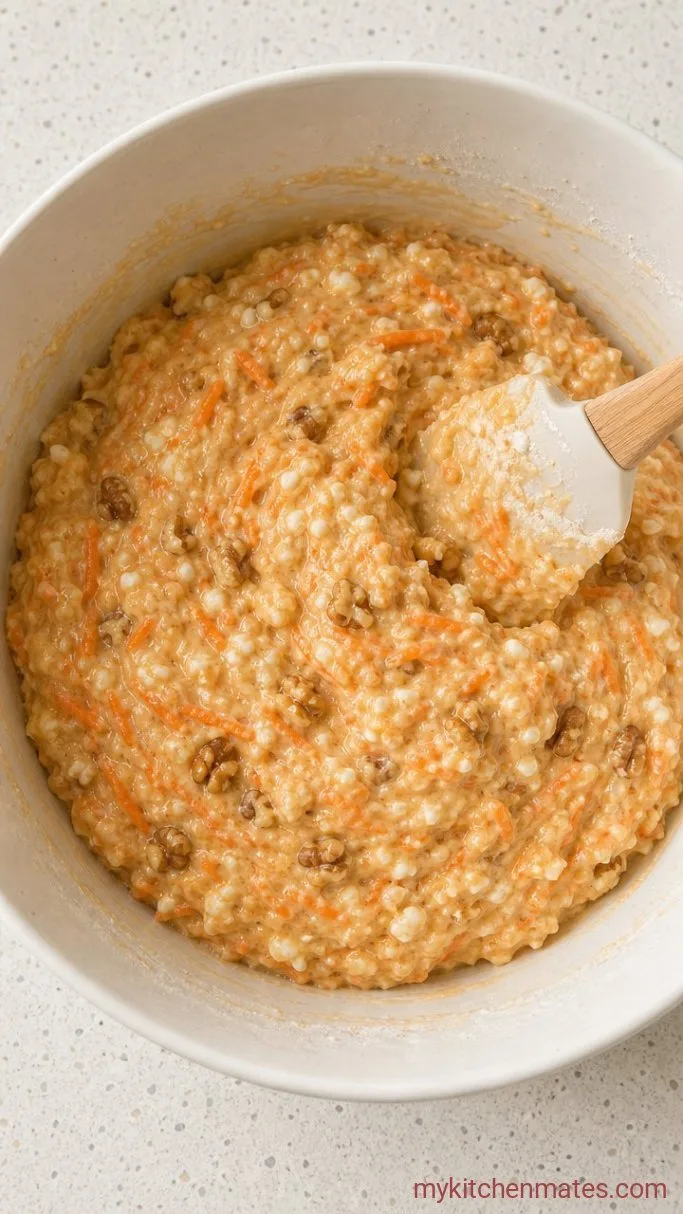 Moist Cottage Cheese Carrot Cake Muffins Step 3: Fold the Batter Together