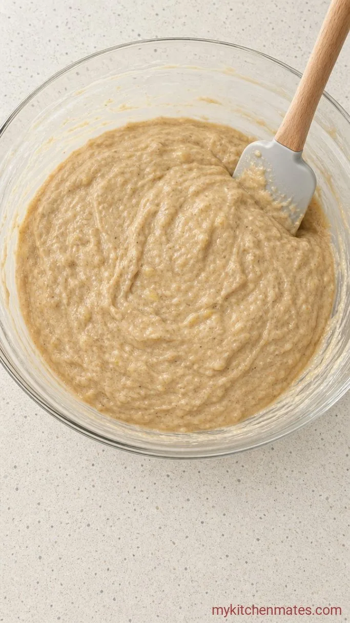 Moist Brown Sugar Banana Bread Step 3: Fold the Batter Together