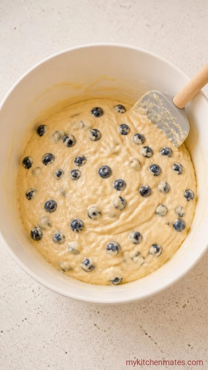 Bakery-Style Blueberry Crumble Muffins Step 3: Fold the Batter