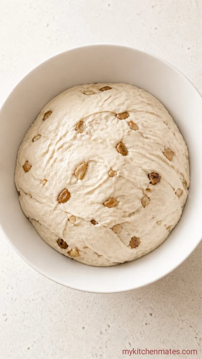 Roasted Garlic Sourdough Bread with a Buttery, Crisp Crust Step 3: Fold the Dough with Roasted Garlic