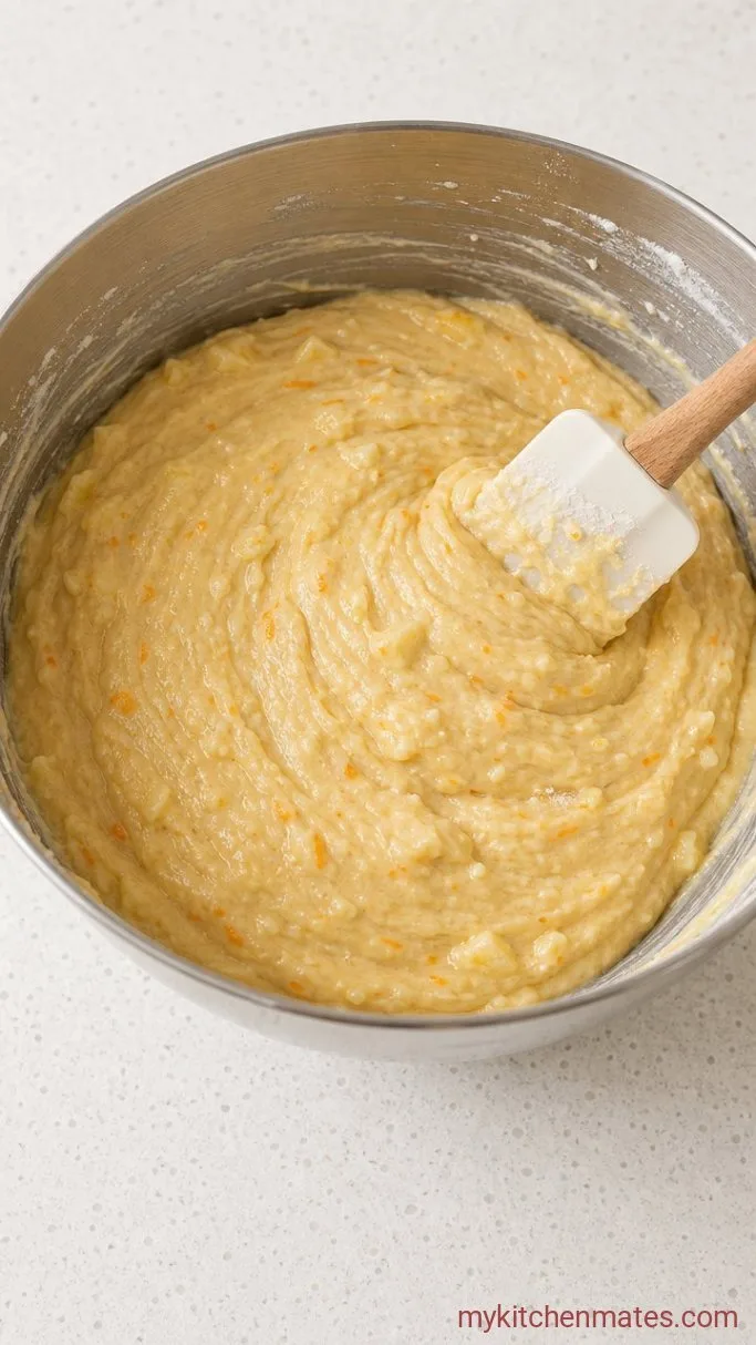 Moist Orange Pineapple Bundt Cake with Zesty Glaze Step 3: Fold the Dry Ingredients Into the Batter