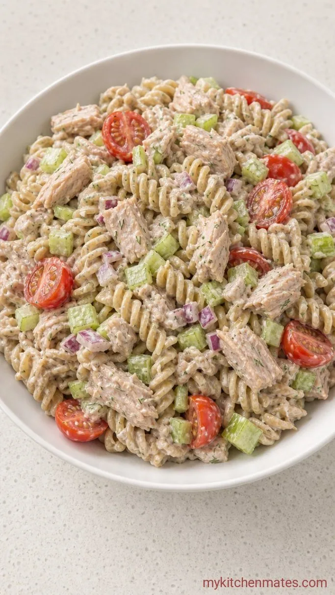 High-Protein Healthy Tuna Pasta Salad Step 3: Fold the Ingredients Together