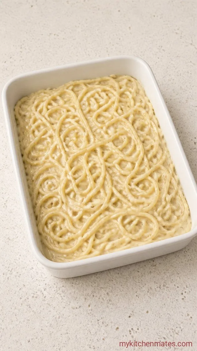 Creamy Baked Spaghetti with Alfredo Sauce Step 3: Fold the Pasta and Sauce Together