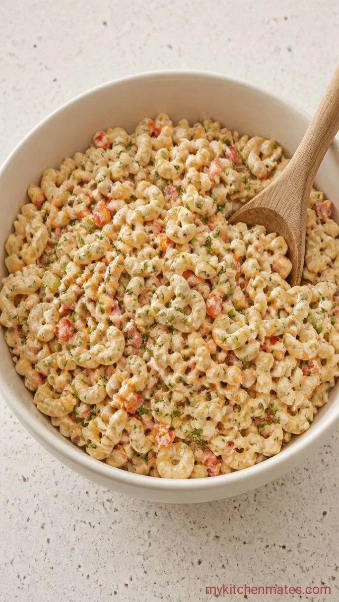 Creamy Healthy Macaroni Salad (with Greek Yogurt Dressing) Step 3: Fold the Salad Together
