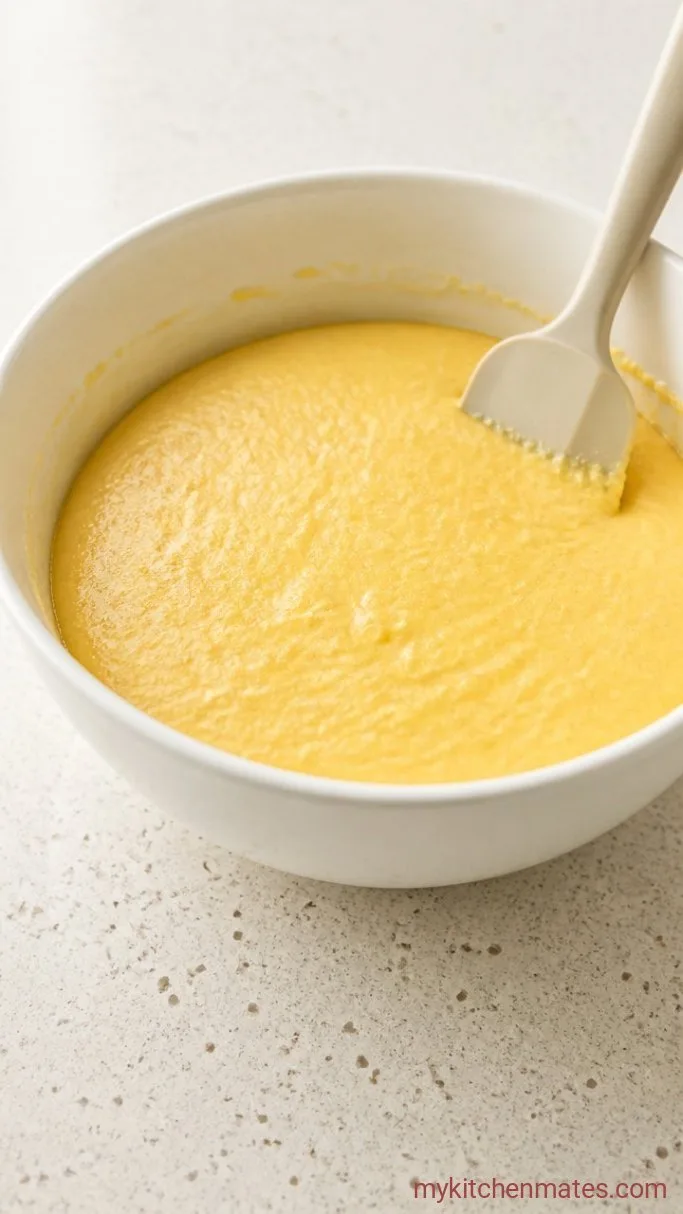 Moist Dairy Free Cornbread (One Bowl) Step 3: Fold Together and Rest Briefly