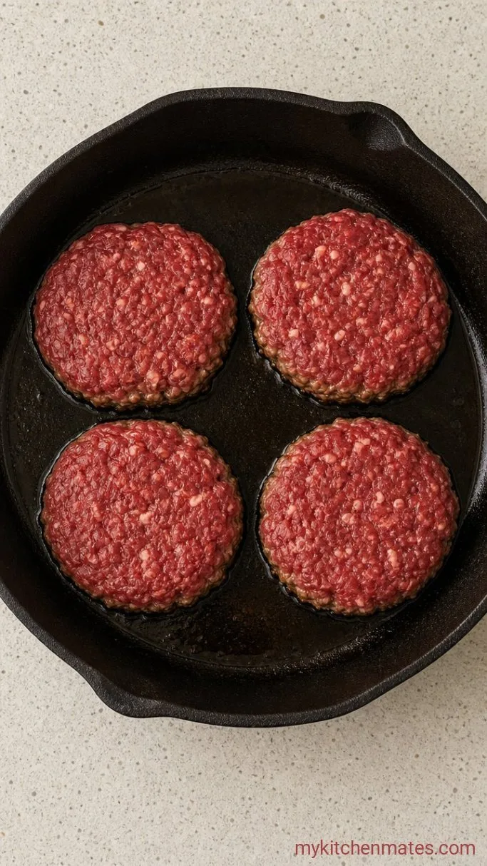 Juicy Mushroom Swiss Burger with Garlic-Butter Mushrooms Step 3: Form and Cook the Patties