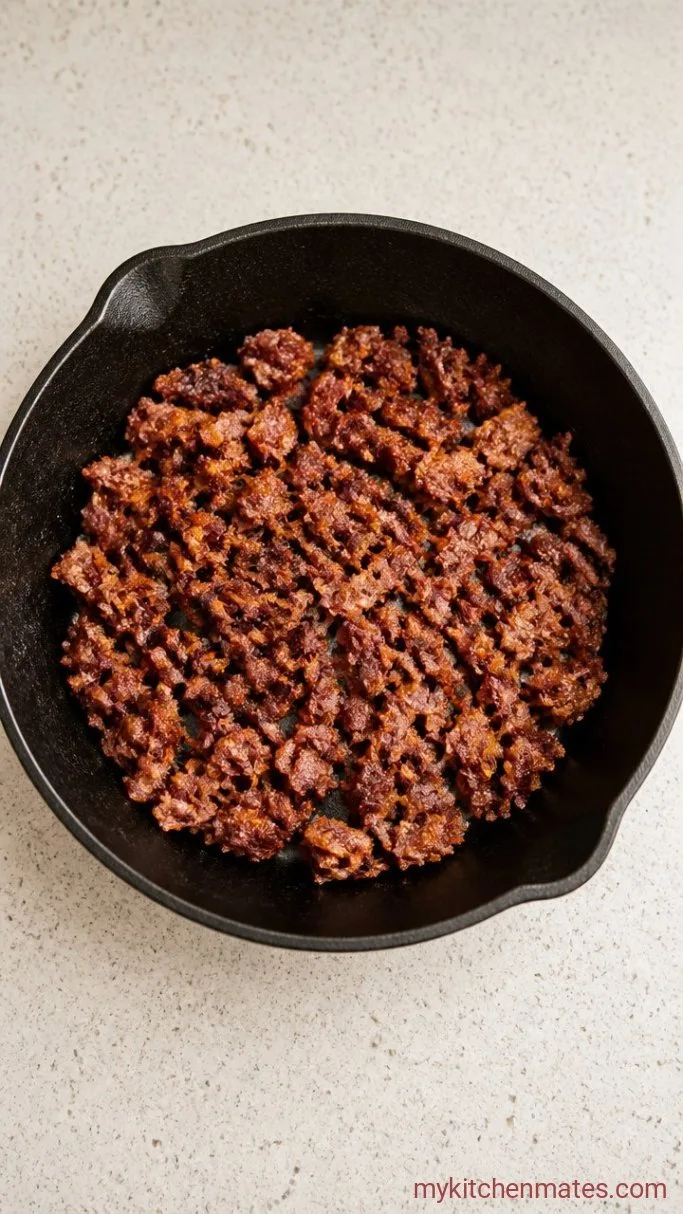 15-Minute Crispy Corned Beef Tacos Step 3: Fry the Corned Beef Crispy