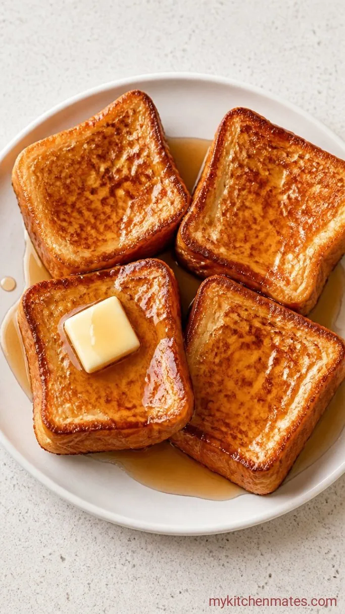 Pumpkin French Toast with Crispy Edges Step 3: Fry the French Toast and Drizzle with Syrup