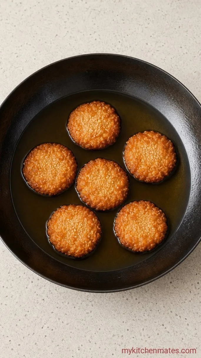 Quick & Crispy Chinese Shrimp Toast Step 3: Fry Until Golden