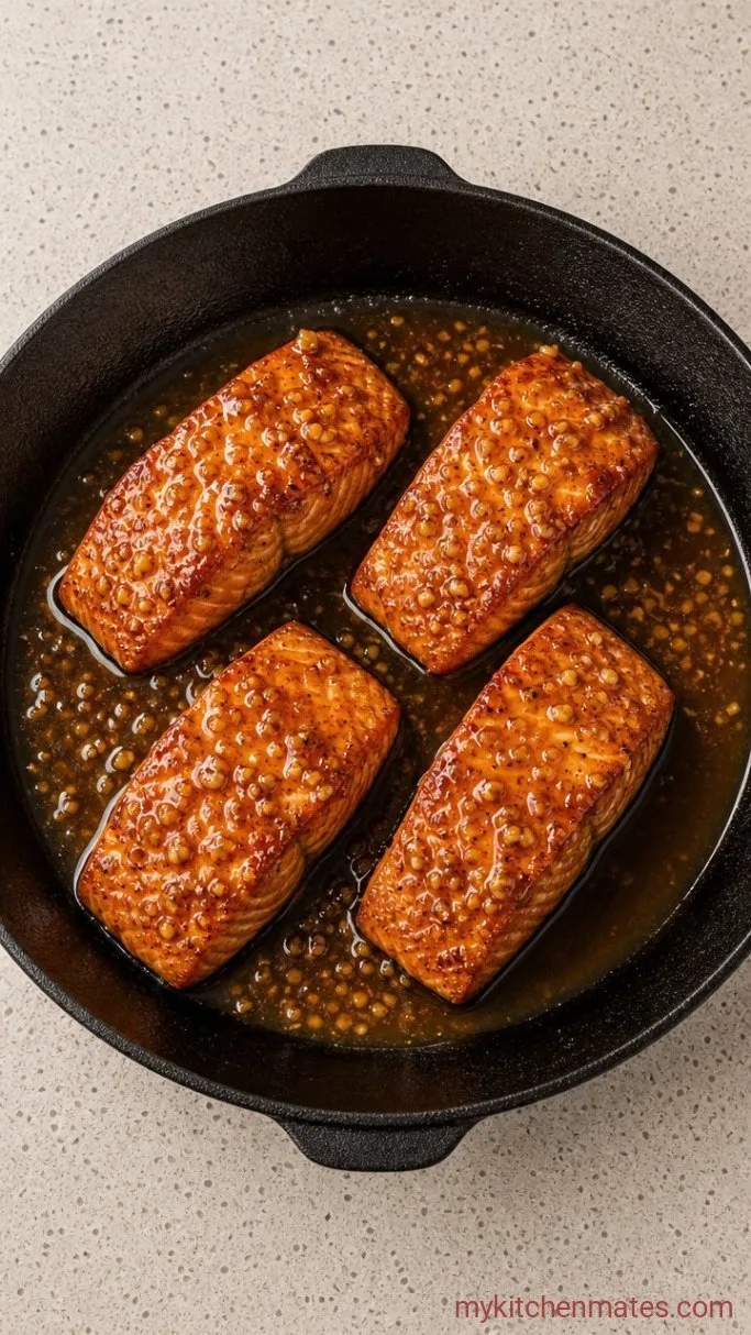 Sticky Cajun Honey Butter Salmon Step 3: Glaze with Honey Butter