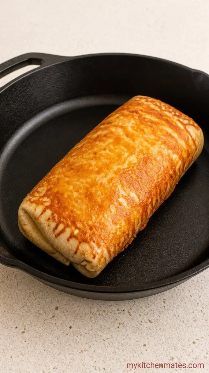 Grilled Cheese Burrito with a Crispy Cheese Crust Step 3: Grill the Cheese Crust