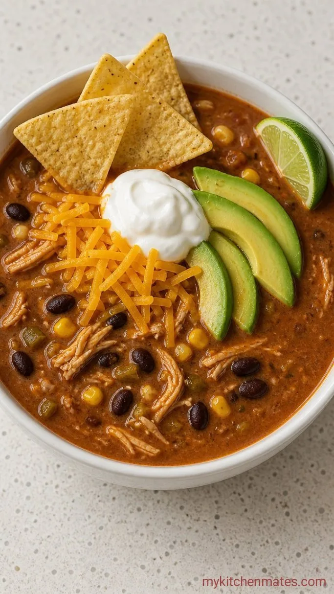 8-Can Chicken Taco Soup (Dump & Simmer) Step 3: Ladle and Top Each Bowl