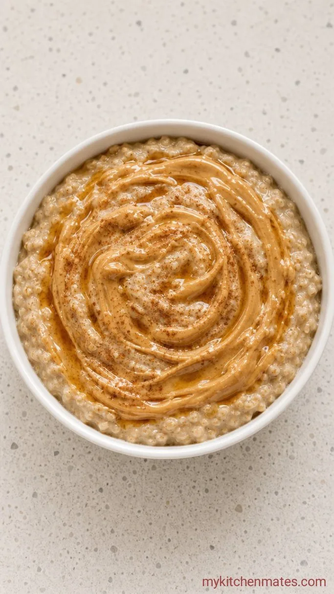 Creamy Peanut Butter Protein Oatmeal Step 3: Ladle and Top with Peanut Butter